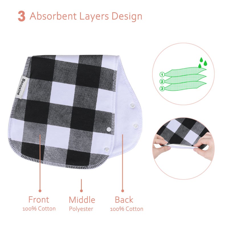 Benoxine Baby Burp Cloths & Baby Bibs 2-in-1 Design Large Size 3 Layers Thicken Cotton Super Absorbent and Soft Baby Spit Up Burping Rags Baby Burp Cloth Set for Boys and Girls Solid 12 Pack - Image 3